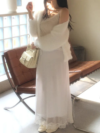 Lace Strap Velvet Long Sleeveless