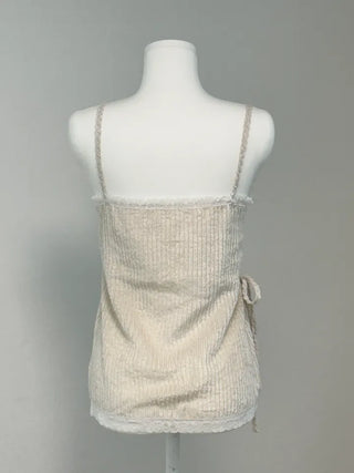 Lace Strap Velvet Long Sleeveless