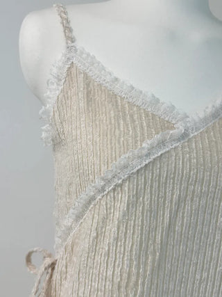 Lace Strap Velvet Long Sleeveless