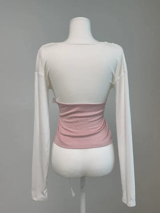 Asa Lab V-neck Ribbon Strap Tee