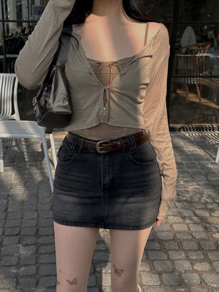 Ribbon Flower Lace Crop Nashi Cardigan