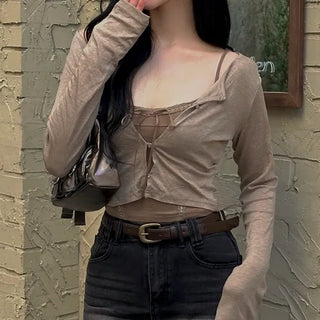 Ribbon Flower Lace Crop Nashi Cardigan