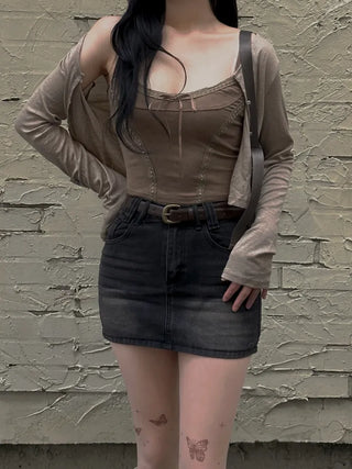 Ribbon Flower Lace Crop Nashi Cardigan