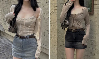 Ribbon Flower Lace Crop Nashi Cardigan