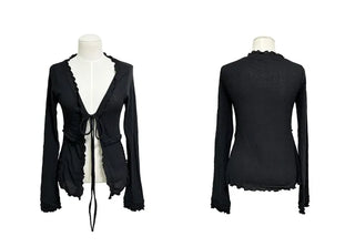 Ravioli Frill Strap Open Cardigan