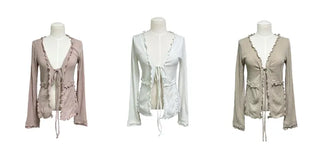 Ravioli Frill Strap Open Cardigan