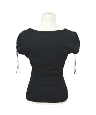 Daisy Lace Ribbon Strap Puff Short Sleeve T-shirt