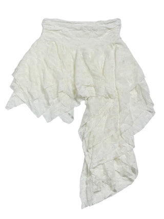 Rose frill unbalanced lace skirt