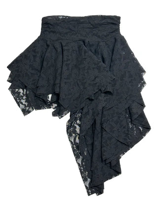 Rose frill unbalanced lace skirt
