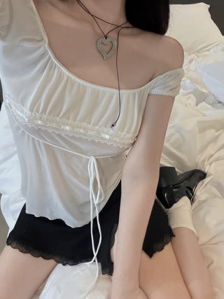 Angel Sheer Ribbon Blouse Top