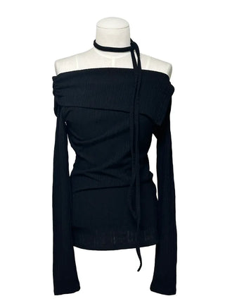 Golji Strap Team Shirring Off-Shoulder Tee