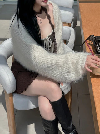 Latte Hairy Fur Bolero