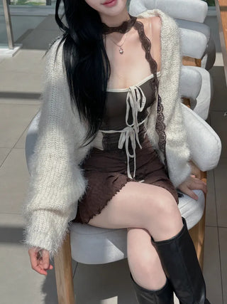 Latte Hairy Fur Bolero