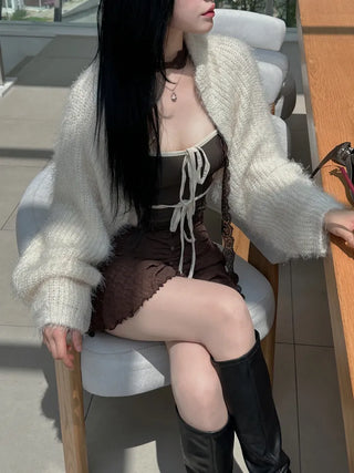 Latte Hairy Fur Bolero