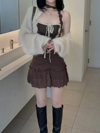 Latte Hairy Fur Bolero