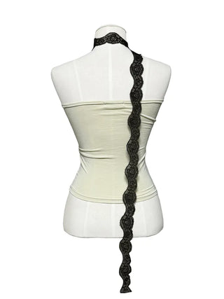 Muffler set lace ribbon top