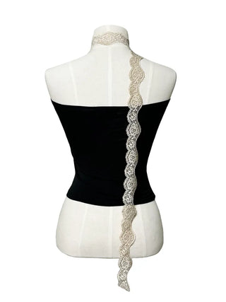 Muffler set lace ribbon top
