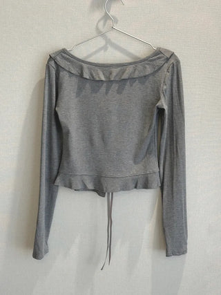 Ruffled ribbon button top cardigan