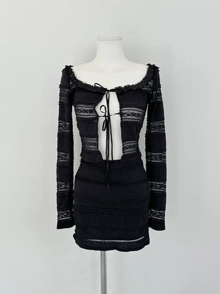 Vanilla cardigan and skirt two-piece set