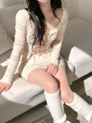 Vanilla cardigan and skirt two-piece set
