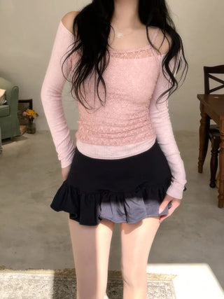 Romantic see-through lace sleeveless