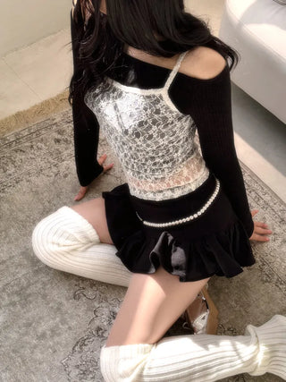 Romantic see-through lace sleeveless