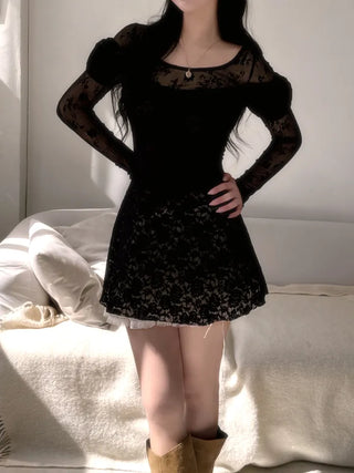 Spring flower lace layered top