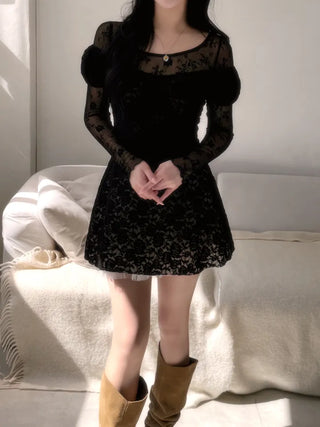 Spring flower lace layered top
