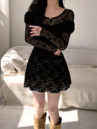 Spring flower lace layered top