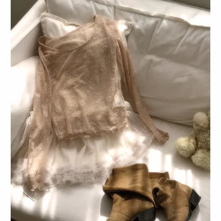 Spring flower lace layered top