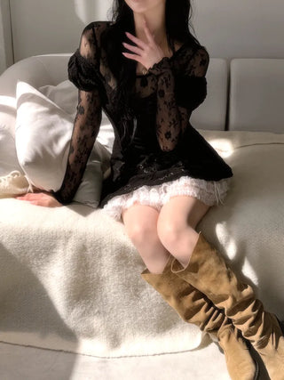 Spring flower lace layered top