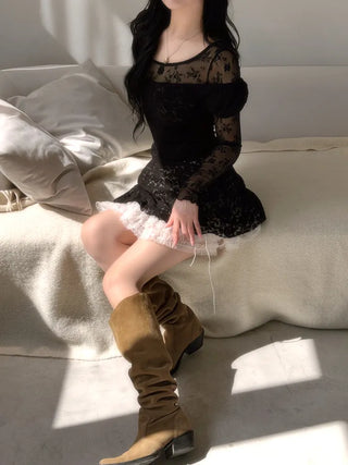 Spring flower lace layered top