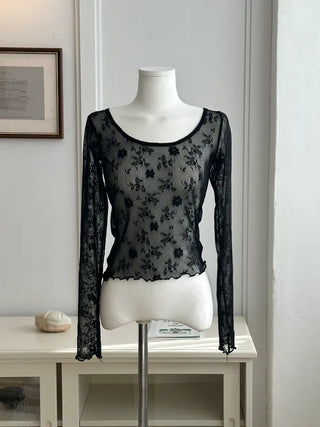 Spring flower lace layered top