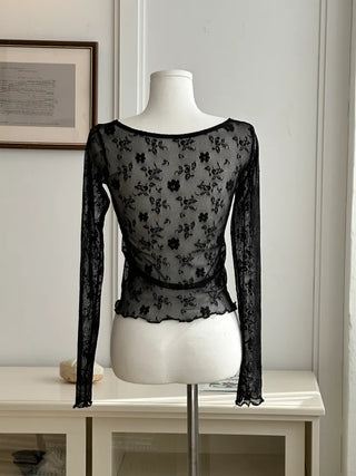 Spring flower lace layered top
