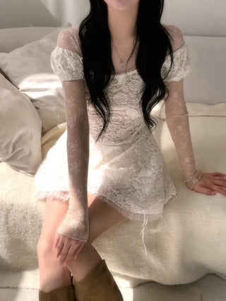 Spring flower lace layered top