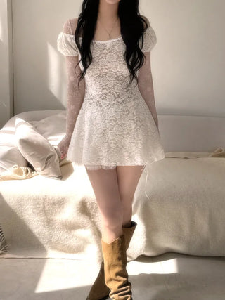 Spring flower lace layered top