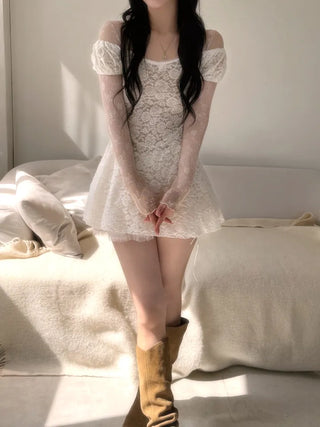 Spring flower lace layered top