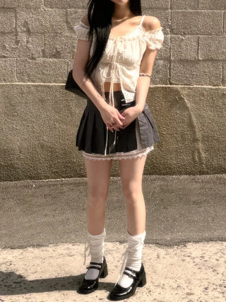 French punching frill blouse