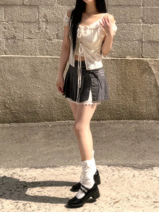 French punching frill blouse
