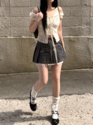 French punching frill blouse