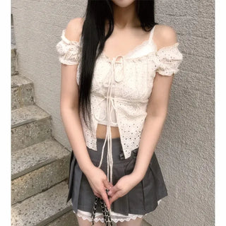 French punching frill blouse