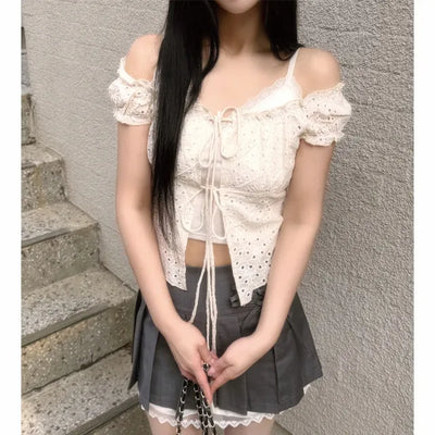 French punching frill blouse