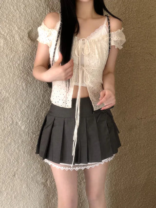 French punching frill blouse