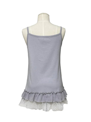 Dot frill lace long sleeve top
