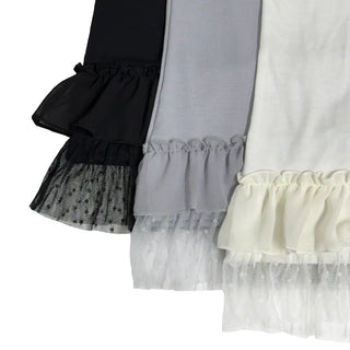 Dot frill lace long sleeve top
