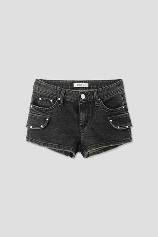 Studded Black Cargo Shorts