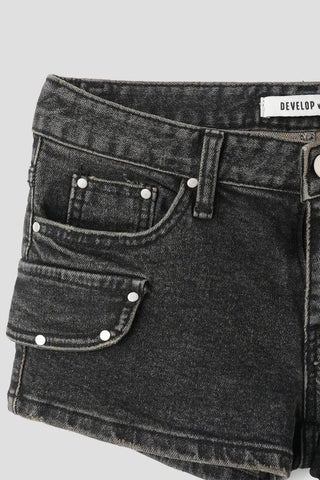 Studded Black Cargo Shorts