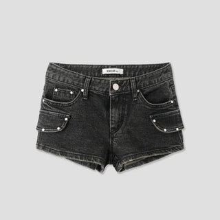 Studded Black Cargo Shorts