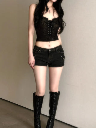 Studded Black Cargo Shorts