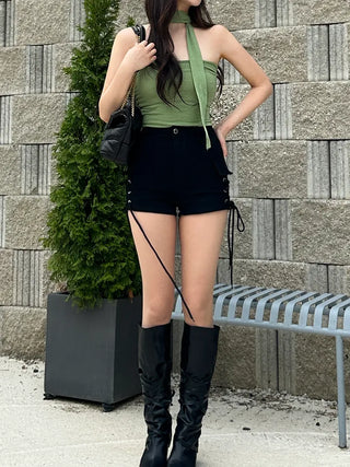 Peony muffler halter crop top